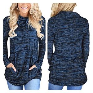 SALES Space Dye Funnel Neck Long Sleeve Sweatshirt